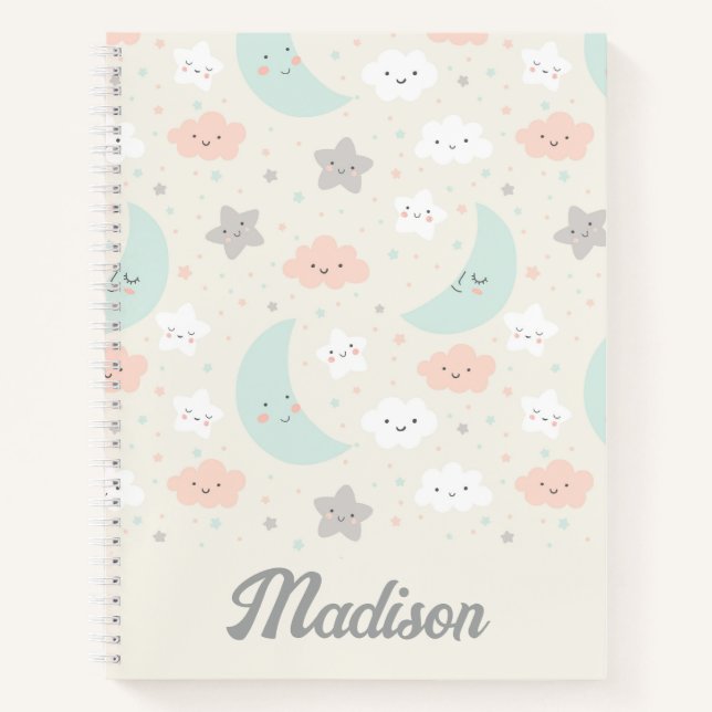 Cute Smiling Pastel Sky Pattern Notebook (Front)