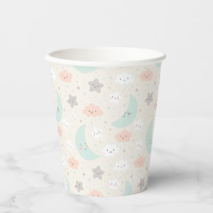 Cute Smiling Pastel Sky Pattern Paper Cups