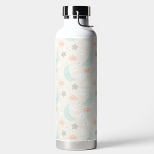Cute Smiling Pastel Sky Pattern Water Bottle