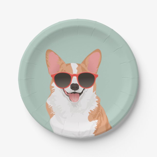 Cute Smiling Pembroke Welsh Corgi for Dog Lovers Paper Plate (Front)