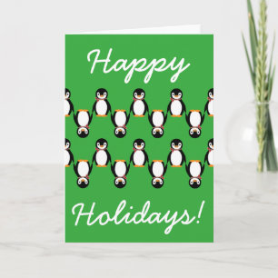Cute Smiling Penguin with Scarf Holiday Card