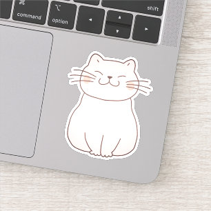Cute Smiling Pink Cat Drawing Cartoon