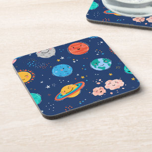 Cute Smiling Planet Pattern Coaster
