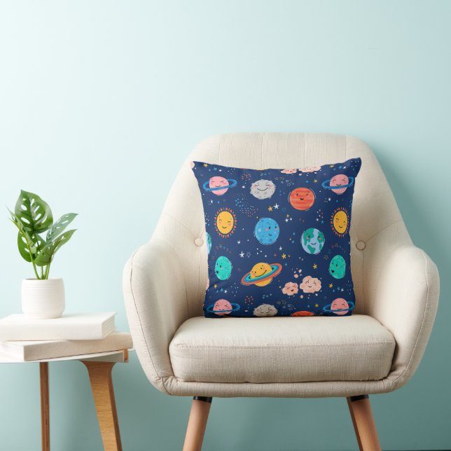 Cute Smiling Planet Pattern Cushion (Chair)