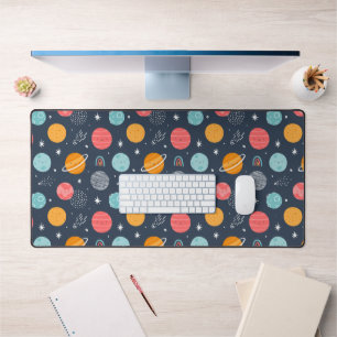 Cute Smiling Planet Pattern Desk Mat