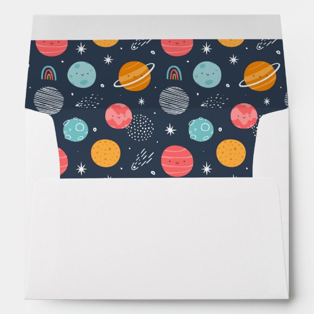 Cute Smiling Planet Pattern Envelope (Back (Bottom))