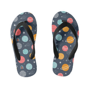 Cute Smiling Planet Pattern Kid's Jandals