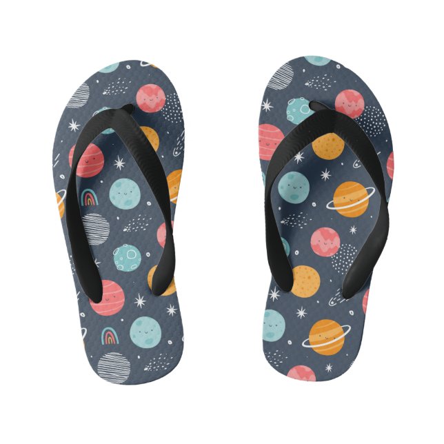Cute Smiling Planet Pattern Kid's Jandals (Footbed)