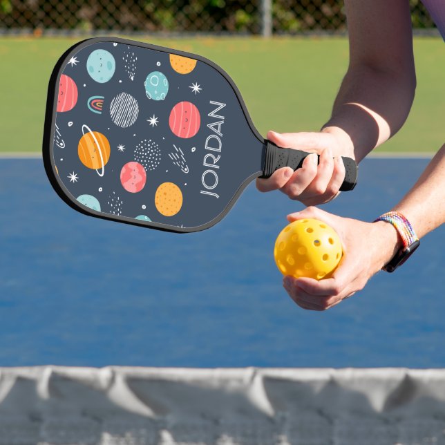 Cute Smiling Planet Pattern Pickleball Paddle (Insitu)