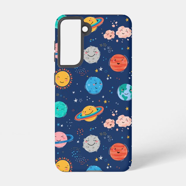 Cute Smiling Planet Pattern Samsung Galaxy S21 Case (Back)