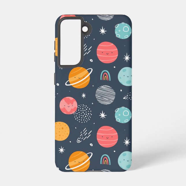 Cute Smiling Planet Pattern Samsung Galaxy S21 Case (Back)