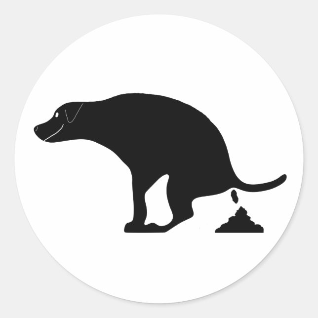 Cute Smiling pooping Dog Classic Round Sticker (Front)