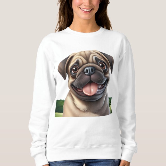 Cute smiling pug sweatshirt (Front)