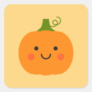 Cute smiling pumpkin illustration square sticker
