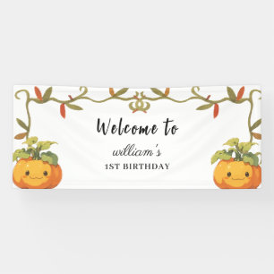 Cute Smiling Pumpkin Land Birthday Welcome Banner