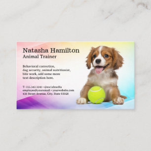 Cute Smiling Puppy with Tennis Ball Business Card