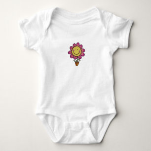 Cute smiling purple daisy baby bodysuit