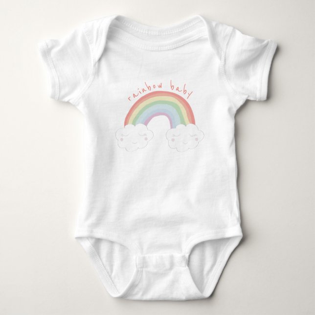 Cute Smiling Rainbow Baby Blushing Colorful Bodysuit (Front)