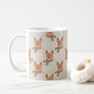 Cute Smiling Reindeer Christmas Pattern Coffee Mug