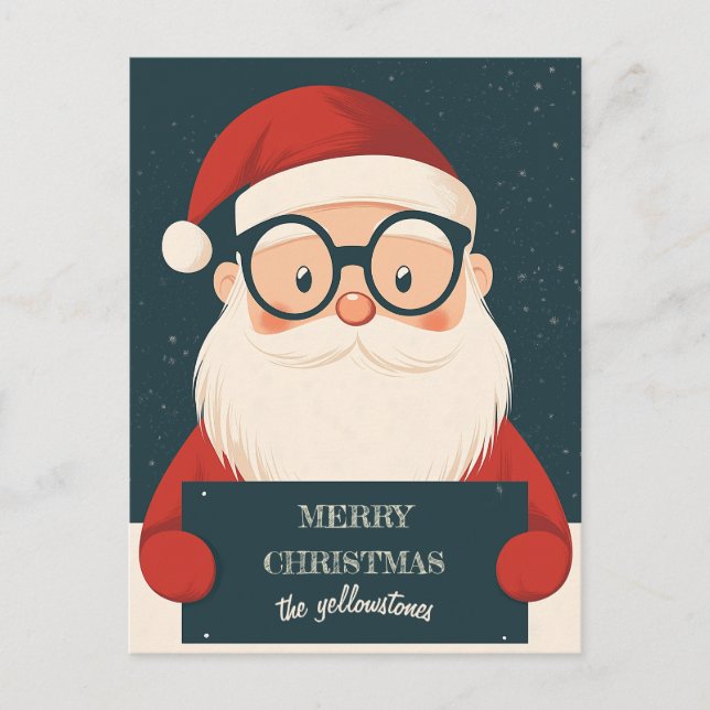 Cute Smiling Santa with a Heart Warming Message Holiday Postcard (Front)