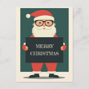 Cute Smiling Santa with a Heart Warming Message Holiday Postcard