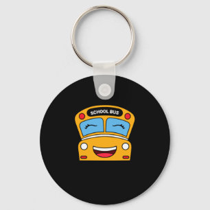 Cute Smiling School Bus Fun Kids Vehicle Cartoon Key Ring