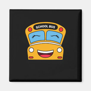 Cute Smiling School Bus Fun Kids Vehicle Cartoon Magnet