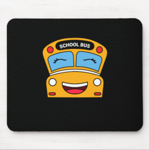 Cute Smiling School Bus Fun Kids Vehicle Cartoon Mouse Pad