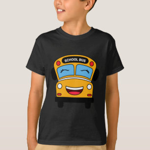 Cute Smiling School Bus Fun Kids Vehicle Cartoon T-Shirt