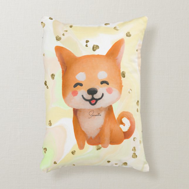 Cute Smiling Shiba Inu Decorative Cushion (Front(Vertical))