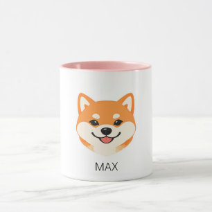 Cute Smiling Shiba Inu Dog Custom Name Mug