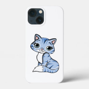 CUTE SMILING SKY BLUE KITTEN WITH BLUE EYES. iPhone 13 MINI CASE