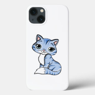 CUTE SMILING SKY BLUE KITTEN WITH BLUE EYES. iPhone 13 CASE