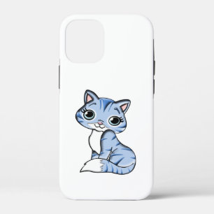 CUTE SMILING SKY BLUE KITTEN WITH BLUE EYES. iPhone 12 MINI CASE
