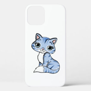 CUTE SMILING SKY BLUE KITTEN WITH BLUE EYES. iPhone 12 CASE