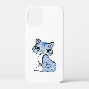 CUTE SMILING SKY BLUE KITTEN WITH BLUE EYES. iPhone 12 MINI CASE