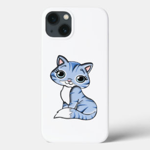 CUTE SMILING SKY BLUE KITTEN WITH BLUE EYES. iPhone 13 CASE