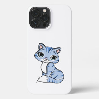 CUTE SMILING SKY BLUE KITTEN WITH BLUE EYES. iPhone 13 PRO MAX CASE