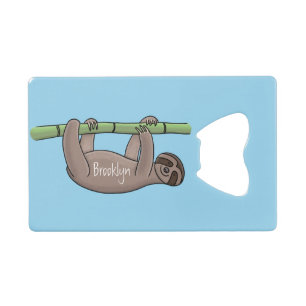 Cute smiling sloth on bamboo cartoon illustration