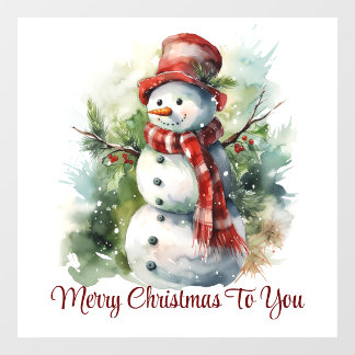Cute Smiling Snowman Window Cling