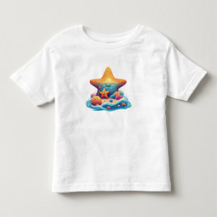 Cute Smiling Starfish Cartoon On Beach Toddler T-Shirt