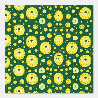 Cute Smiling Sun and Flower Pattern