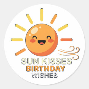 Cute Smiling Sun Birthday Stickers - Sun Kisses Wi