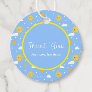 Cute Smiling Sun Clouds Party Favour Thank You Tags