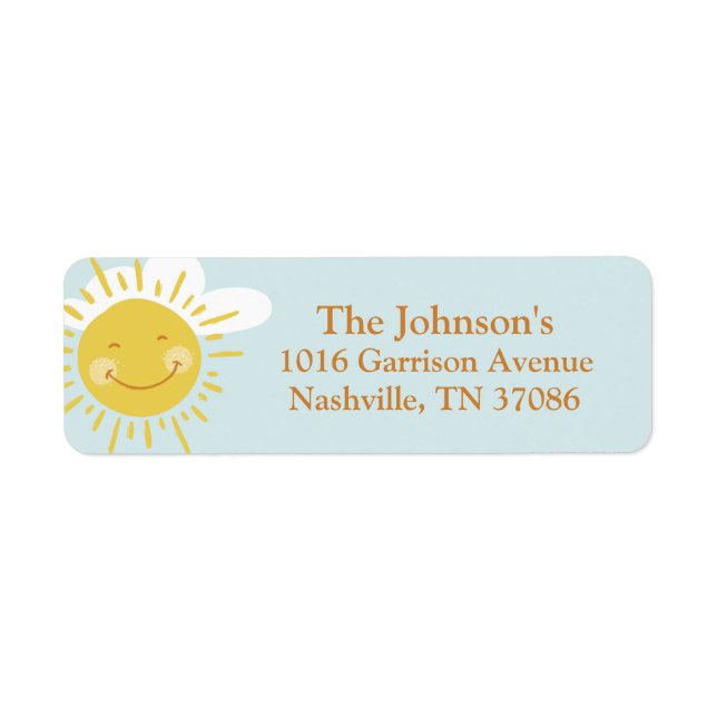 Cute Smiling Sun Return Address Label (Front)