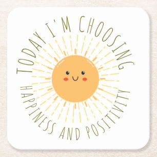 Cute Smiling Sun Square Paper Coaster