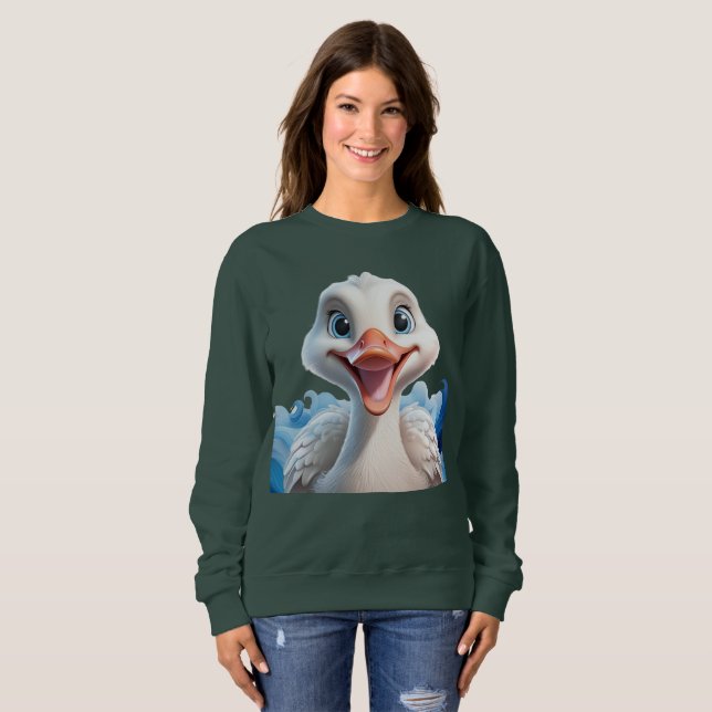 Cute smiling swan sweatshirt (Front Full)