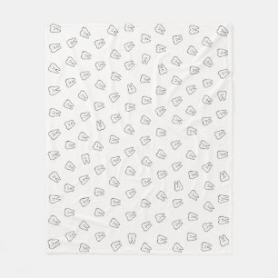 Cute Smiling Teeth Fleece Blanket- black and white Blanket