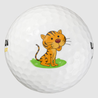cute smiling tiger golf ball
