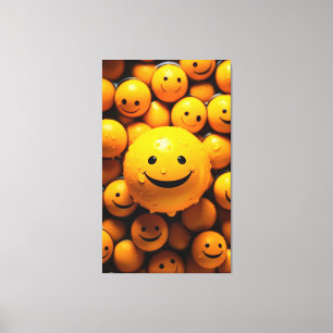 Cute smiling yellow emoji for spreading happiness canvas print